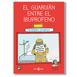 El guardián entre el ibuprofeno. Enfermera saturada